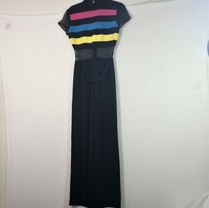 Vintage J. Harris Color Block Striped Wide Leg Jumpsuit Sz 8